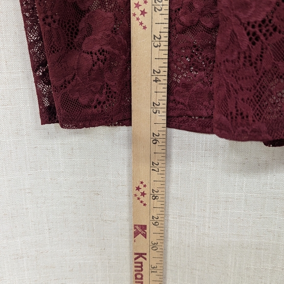 Auden Burgundy Floral Lace Babydoll & Thong Set - XL - Dark Red Lingerie - Picture 12 of 13